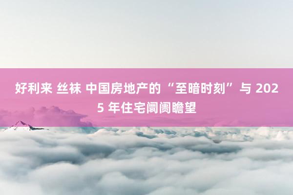 好利来 丝袜 中国房地产的 “至暗时刻” 与 2025 年住宅阛阓瞻望