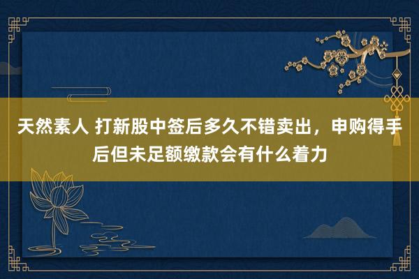 天然素人 打新股中签后多久不错卖出，申购得手后但未足额缴款会有什么着力