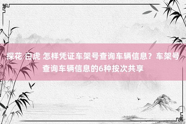 探花 白虎 怎样凭证车架号查询车辆信息？车架号查询车辆信息的6种按次共享