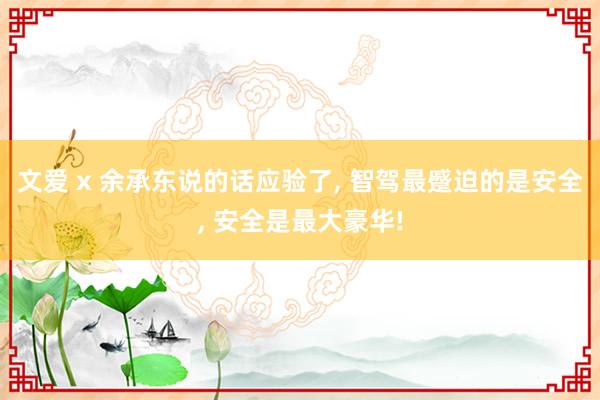 文爱 x 余承东说的话应验了, 智驾最蹙迫的是安全, 安全是最大豪华!