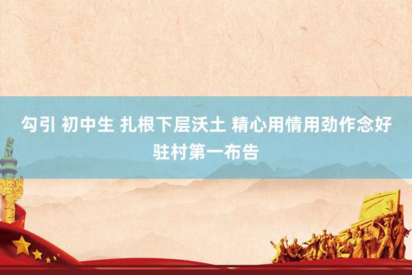 勾引 初中生 扎根下层沃土 精心用情用劲作念好驻村第一布告
