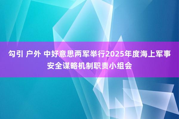 勾引 户外 中好意思两军举行2025年度海上军事安全谋略机制职责小组会