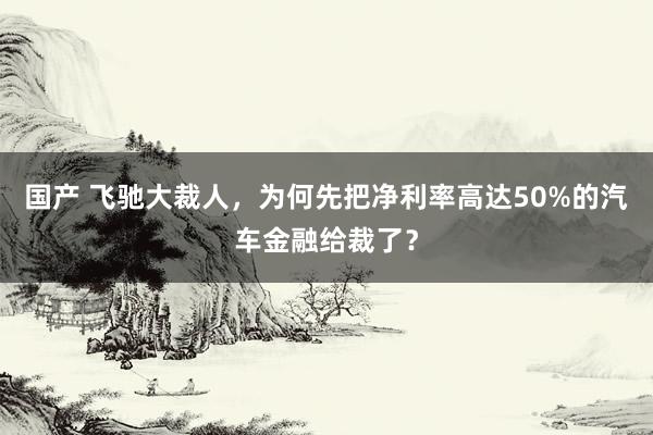 国产 飞驰大裁人，为何先把净利率高达50%的汽车金融给裁了？