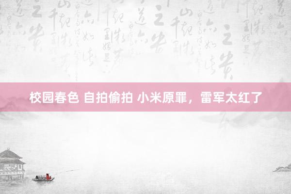 校园春色 自拍偷拍 小米原罪，雷军太红了